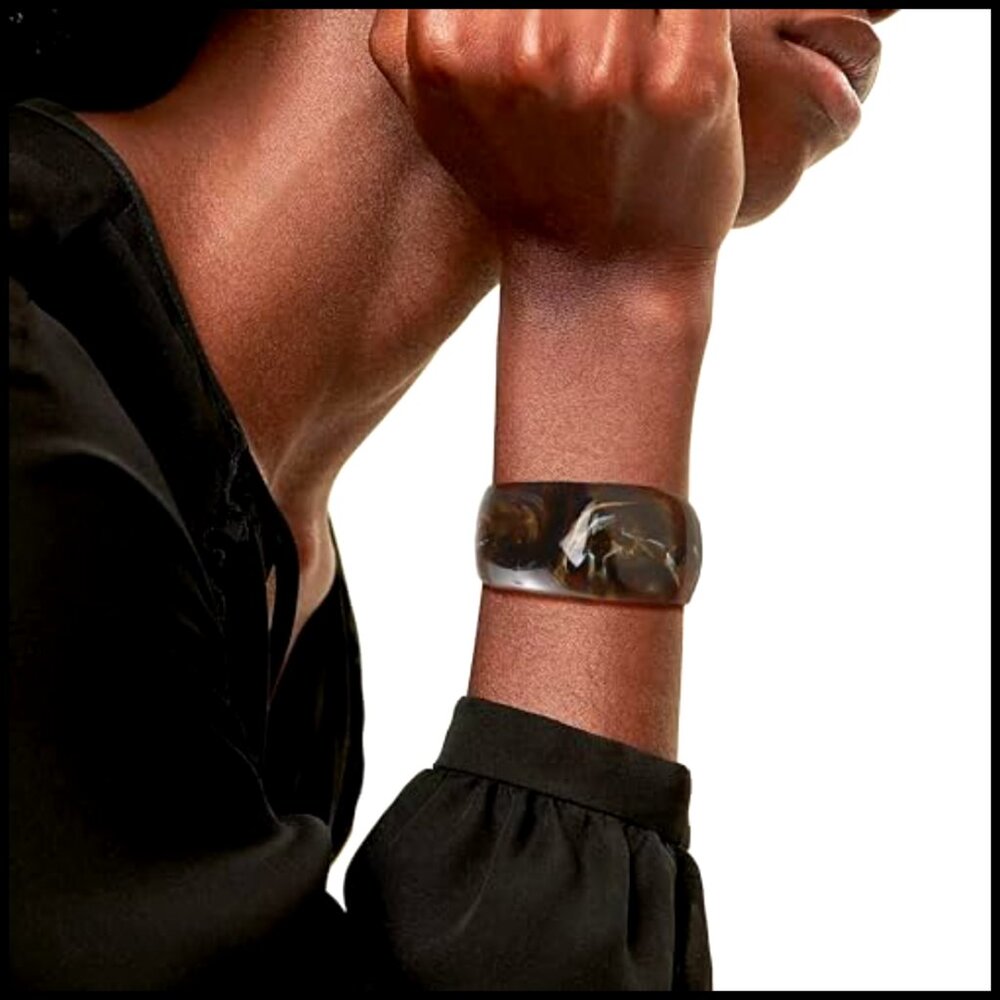 Chunky Bangle Bracelet Set Stackable Trendy Acryl… - image 4